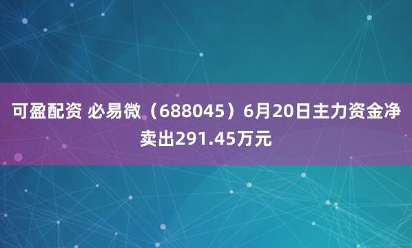 可盈配资 必易微（688045）6月20日主力资金净卖出291.45万元